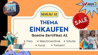 Einkaufen  Thema  A1 Sprechen Teil 2  Preis Waschemaschine Schuhe Kasse Tomaten  GermanA1 [upl. by Bendicta]