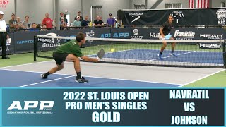 2022 St Louis Pickleball Open Pro Mens Singles Gold Zane Navratil VS JW Johnson [upl. by Castor]