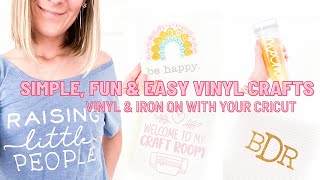 Simple Fun  Easy Vinyl Crafts with Your Cricut  Vinyl and Iron On Cricut Crafts 2023 [upl. by Yenoh]