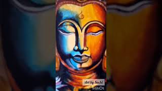 බුදු හිමි රුව කැන්වසය මත🙏 buddha art foryou painting canvas trending viralvideo art artist [upl. by Assenaj524]