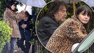 Al Pacino 82 braves rain to visit his exgirlfriend Lucila Sola 46 [upl. by Lucky]