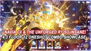 Navia C0 amp The Unforged R1 So INSANE  43 Floor 12 Oneshot Combo Double Geo Furina Showcase [upl. by Lemaj599]