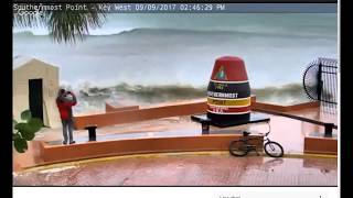 Southernmost Point  Key West  Irma  surprise wave [upl. by Eihcir]