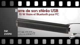 BARRE DE SON STEREO USB 10 W POUR PC  sono PC  bluetooth  PEARLTVFR [upl. by Aynotal]