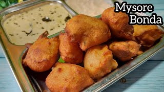 Mysore Bonda Recipe  Mysore Bajji Recipe  Street Style Mysore Bonda With Chutney [upl. by Helprin]