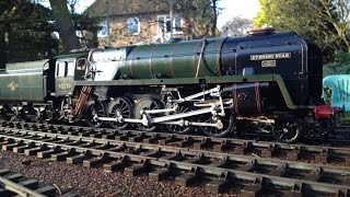 Gauge 1 Live Steam Aster 9F Evening Star and Merchant Navy at Rushford Barn [upl. by Pickering]