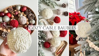 Cozy Cottage Cable Bauble Crochet Pattern  Crochet Christmas Ornament [upl. by Queridas]