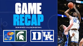 Flaggs late turnovers seal UPSET win for No 19 Kentucky Kansas tops Michigan State  Game Recaps [upl. by Arotal]