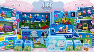 Peppa Pig toy collection unboxing ASMR  Opening 33 different Peppa figures  away we go with Peppa [upl. by Aynosal488]