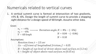 Transportation Engineering 227 Numericals related to Length of Summit curves amp Valley curves [upl. by Zina927]