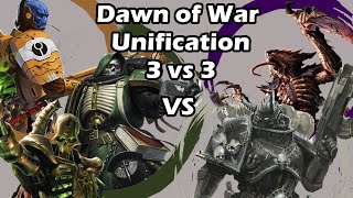 Dawn of War Unification 3 vs 3 Tyranids Chaos Space Marines vs Dark Angels Tau Necrons [upl. by Keir]