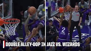 😱 DOUBLE ALLEYOOP 😱 Collin Sexton dunks it home vs Wizards 😤  NBA on ESPN [upl. by Eigger]