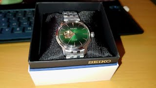 Seiko Presage Cocktail Time Green Dial quotGrasshopperquot Open Heart [upl. by Salangia]