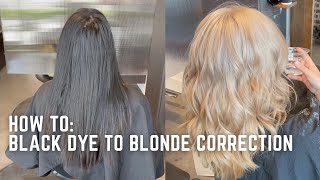 Black to Blonde Color correction Tutorial  hair transformation from box dye to blonde in one day [upl. by Ainival66]