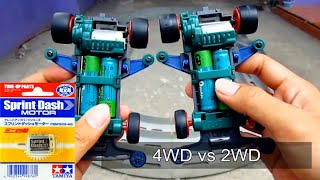 TAMIYA Mini 4WD vs Mini 2WD  Sprint Dash  Super 1 Chassis  Balapan Tamiya [upl. by Dahraf]