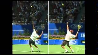 1995 AO AgassiSampras serve comparisonavi [upl. by Ademordna]