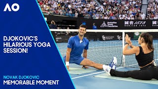 Novak Djokovic Shows Off Flexibility in Yoga Session  Australian Open 2024 [upl. by Marola971]