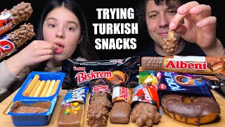 ASMR TRYING TURKISH SNACKS part 5 CHOCOLATE  COOKIES EATING SOUNDS MUKBANG 먹방  Tati ASMR [upl. by Arihat]