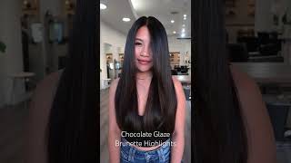 Chocolate Glaze Brunette Highlights brunettehair hairtok brownhaircolor [upl. by Halet]