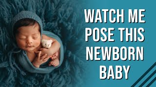 How to pose a newborn baby in flokati Watch me wrap pose and photograph a newborn in my studio [upl. by Mccormick]