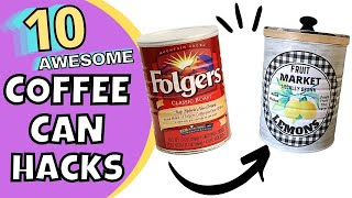 10 USEFUL WAYS to REUSE COFFEE amp TIN CANS  COFFEE CAN DIY CRAFTS [upl. by Assilac]