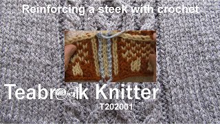 Reinforcing a steek with crochet T202001 [upl. by Ahsitel]