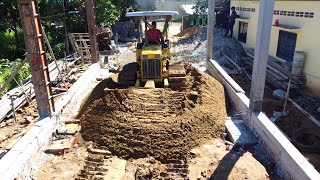 New Project Filling Sand In The Beams By Komatsu D20P Dozer Pushing Sand amp 5Ton Truck Unloading Sand [upl. by Jarad]