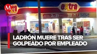 En Tijuana empleado de tienda golpea y mata a hombre que lo asaltó [upl. by Bullis46]