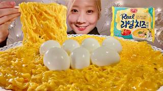 ASMR Real Cheese Ramen【Mukbang Eating Sounds】【English subtitles】 [upl. by Nnaoj]