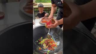 Daily life with the triplets This fried watermelon and cowpea is really delicious It is simply [upl. by Aldwon840]