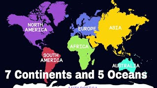 7 Continents and 5 Oceans of the World  Geography for Kids  Educational Videos  The openbook [upl. by Desdee]