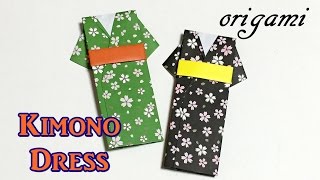 Easy origami craft  How to make a paper Kimono dress  tutorial for beginners [upl. by Adirehs]