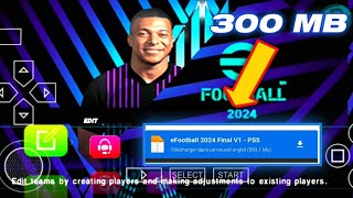 eFootball 2024 PSP Final V1  Version anglaise  Pas de texture Pas de texture  Transferts complets [upl. by Arahsal]