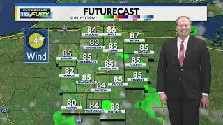 Tracking muggy air and spotty storms Sunday evening [upl. by Hearn]