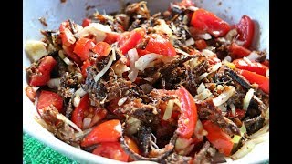 Smoked Herring Choka salad TastyTuesday  CaribbeanPotcom [upl. by Nrublim]