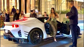 CHARLES LECLERC Arrives with his Ferrari 812 Competizione Aperta  McLaren SENNA GTR  SUPERCARS [upl. by Ahcilef]