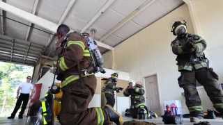 Firefighters recruits dress out in under two minutes [upl. by Gelman]