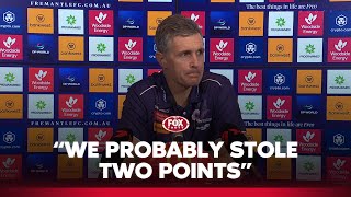 quotA neversaydie teamquot Justin Longmuir on draw vs Collingwood ✊  Press conference  Fox Footy [upl. by Eybba]