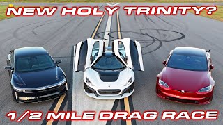 HOW TO BEAT A SAPPHIRE  1914 HP Rimac Nevera vs Tesla Plaid vs Lucid Sapphire 12 Mile Race [upl. by Rochell862]