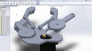 Robotic gripper mechanism  robotic gripper design  solidworks assembly of gripper  end effector [upl. by Nytram]