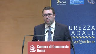 Intervento del ministro Salvini al convegno Piarc Italia sulla sicurezza stradale [upl. by Assirahs]