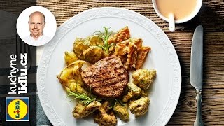 Grilovaný steak s bylinkami a pepřovou omáčkou  Roman Paulus  RECEPTY KUCHYNE LIDLU [upl. by Magnum924]