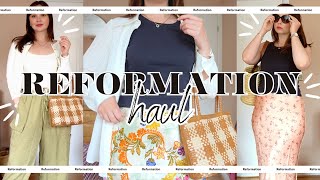 REFORMATION HAUL  Summer silk and linen pieces on a size UK12US8 [upl. by Thorbert56]