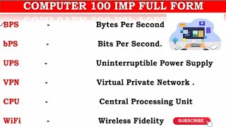 Computer 100 Imp Full Form  Most Important Full Form  For all Compose exam fullform [upl. by Imalda432]