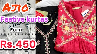 Ajio festive kurtas from Rs450 All Stars Sale ajio haul must try chandu vlogs latest haul [upl. by Ahseiuqal]