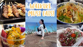 AMAZING Food Tour of Waikiki  Eating in Oahu Hawaii Part 1 [upl. by Yardley]