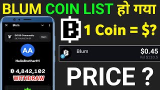 Blum Listing Start   Blum Coin Price Revealed   Blum Airdrop Listing Date  Blum Airdrop [upl. by Maher]