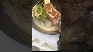 Cooking a bison New York strip steak in a castiron skillet cooking steak recipes howto kitchen [upl. by Colin]