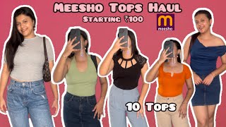 Cheapest Meesho Tops Haul 🥰 Starting ₹100 only😱 Tank Top Crop Tops and Party wear Top [upl. by Ijies]