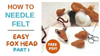 NEEDLE FELTING TUTORIAL  FOX HEAD PART 1  FREE DOWNLOAD needlefelting needlefeltingbeginners [upl. by Gusella71]